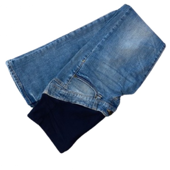 H&M MAMA Maternity Pants Jeans Denim blue with belly panel - Picture 2 of 6